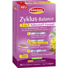 Lade das Bild in den Galerie-Viewer, Schaebens Zyklus Balance 3in1 Nährstoff-Formel, Ihr Zyklusbegleiter, 30Stk. Gesundheit & Schönheit schaebens-shop