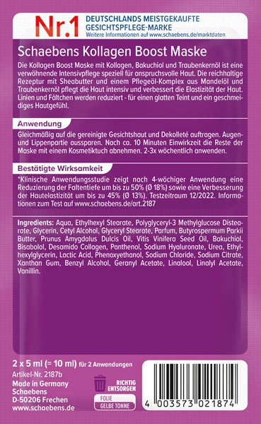 Schaebens Kollagen Boost Maske Inhalt 2 x 5 ml