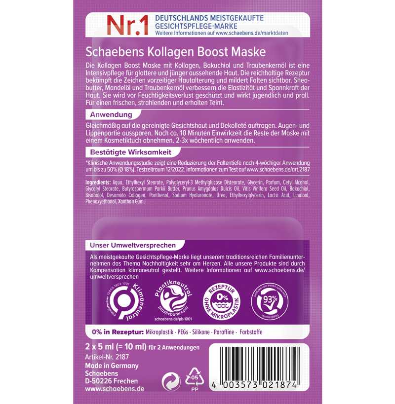 Schaebens Kollagen Boost Maske Inhalt 2 x 5 ml Gesundheit & Schönheit schaebens-shop