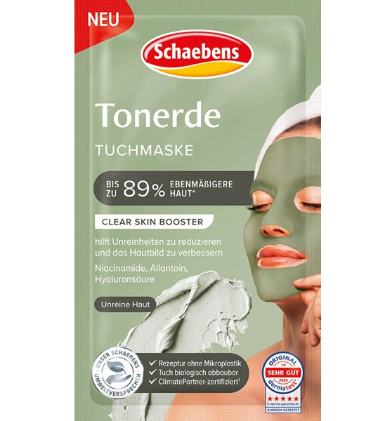 Schaebens Tonerde Tuchmaske mit Niacinamid, reinigt und klärt Gesundheit & Schönheit schaebens-shop