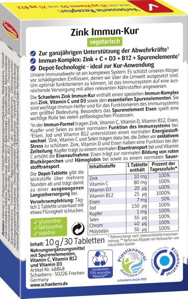 Schaebens Zink-Immun Kur - Unterstützung für Ihr Immunsystem mit Zink, Vitamin C und D3 (30 Stück schaebens-shop