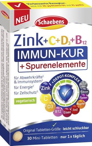 Schaebens Zink-Immun Kur - Unterstützung für Ihr Immunsystem mit Zink, Vitamin C und D3 (30 Stück schaebens-shop