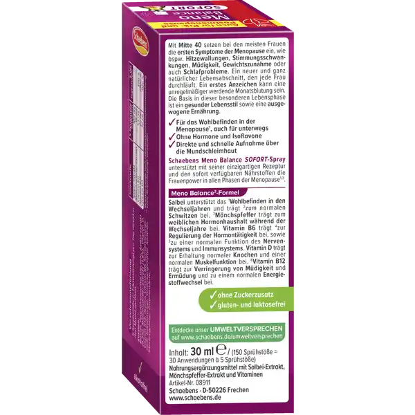 Schaebens Meno Balance Sofort-Spray, ihr Begleiter durch die Wechseljahre, 30ml Gesundheit & Schönheit schaebens-shop