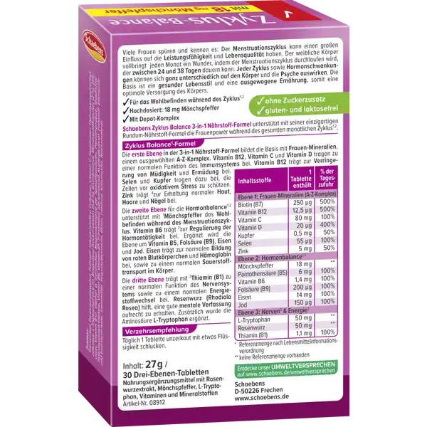 Schaebens Zyklus Balance 3in1 Nährstoff-Formel, Ihr Zyklusbegleiter, 30Stk. Gesundheit & Schönheit schaebens-shop