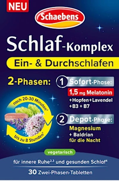 Schaebens Melatonin Schlaf-Komplex 2-Phasen Tabletten Inhalt 30 Stk. (33,75g) Gesundheit & Schönheit schaebens-shop
