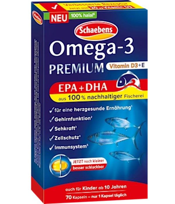 Schaebens Omega-3 Premium Inhalt 70 Kapseln schaebens-shop