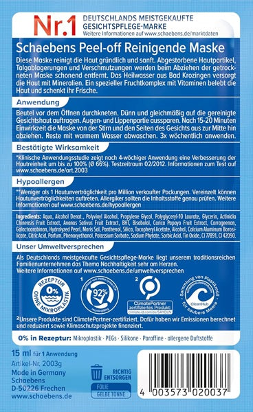 Schaebens Peel-Off Maske Inhalt 15 ml, tiefenwirksame Hautreinigung