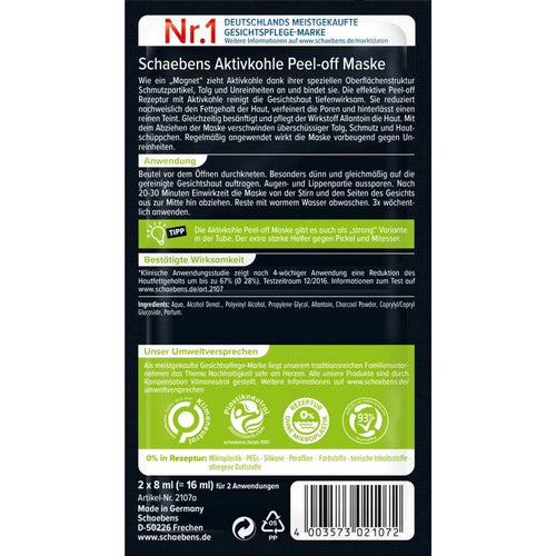 Schaebens Aktivkohle Peel-Off Maske Inhalt 2 x 8 ml Gesundheit & Schönheit schaebens-shop