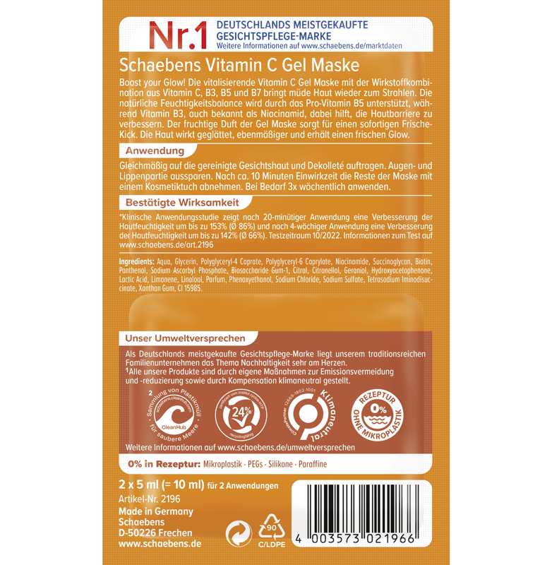 Schaebens Vitamin C Gel Maske Inhalt 2 x 5 ml Gesundheit & Schönheit schaebens-shop