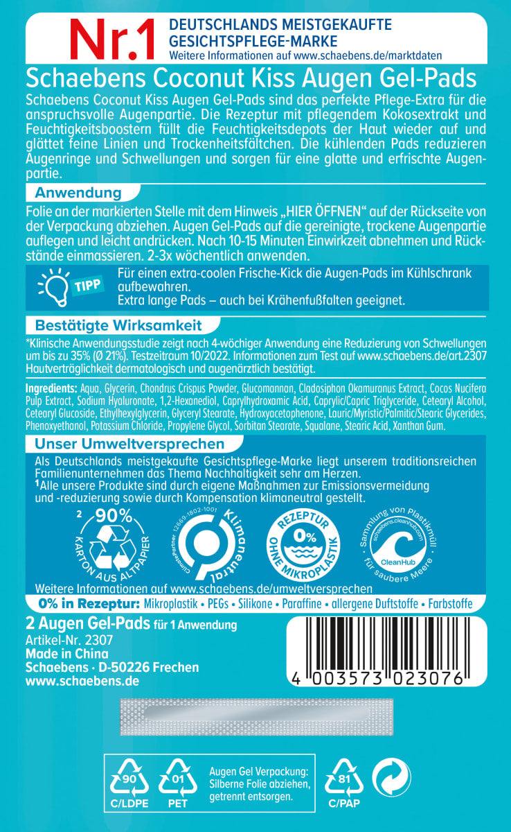 Schaebens Sonderedition Coconut Kiss Augen Gel-Pads Gesundheit & Schönheit schaebens-shop