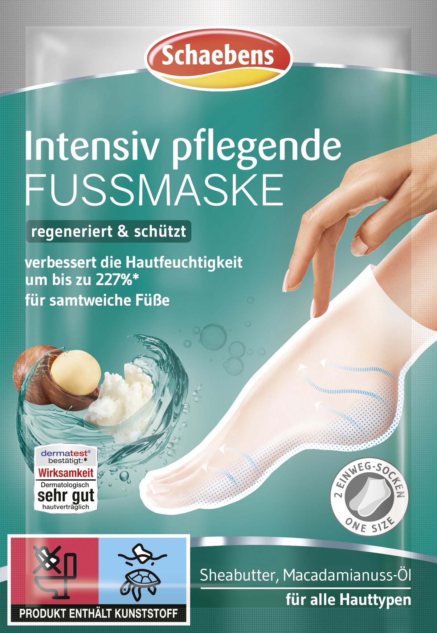 Schaebens Intensiv Fußmaske - 2 Socken für intensive Pflege mit Sheabutter, Macadamiaöl und Urea Gesundheit & Schönheit schaebens-shop