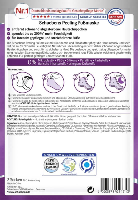 Schaebens Peeling Fußmaske (2 Socken für 1 Anwendung) Gesundheit & Schönheit schaebens-shop