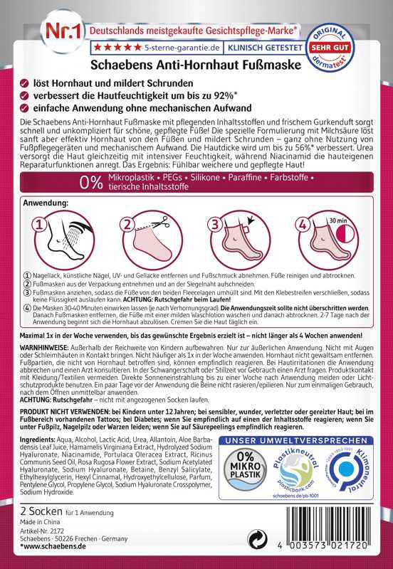 Schaebens Anti-Hornhaut Fußmaske (2 Socken für 1 Anwendung) Gesundheit & Schönheit schaebens-shop