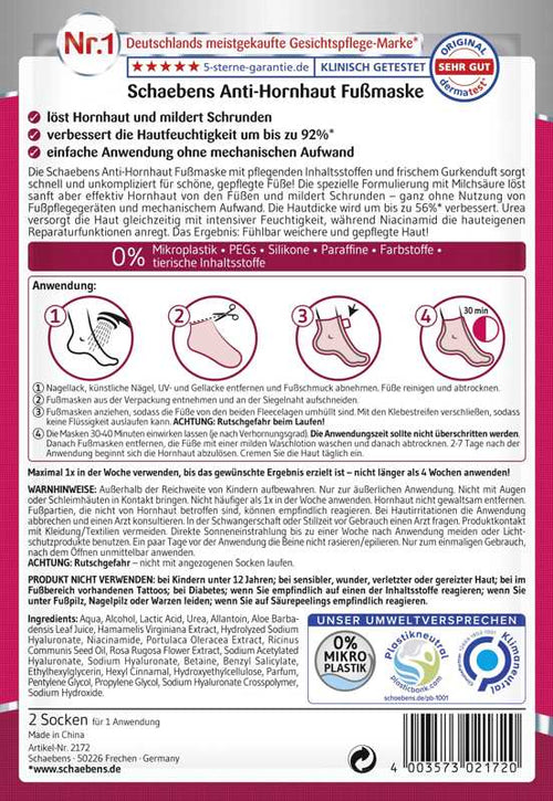 Schaebens Anti-Hornhaut Fußmaske (2 Socken für 1 Anwendung) Gesundheit & Schönheit schaebens-shop