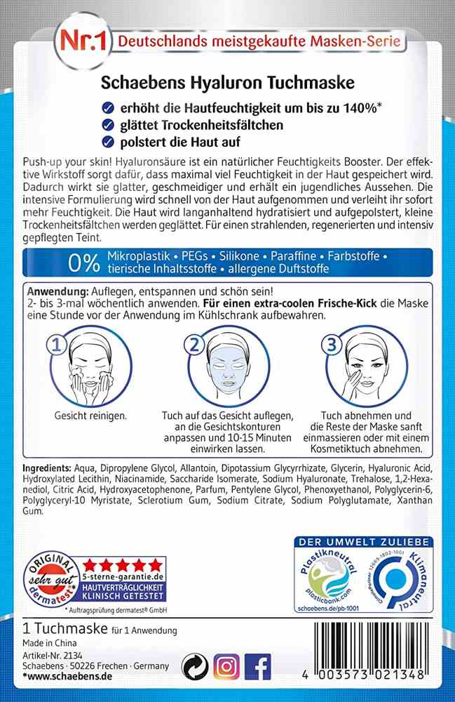Schaebens Hyaluron Tuchmaske Gesundheit & Schönheit schaebens-shop