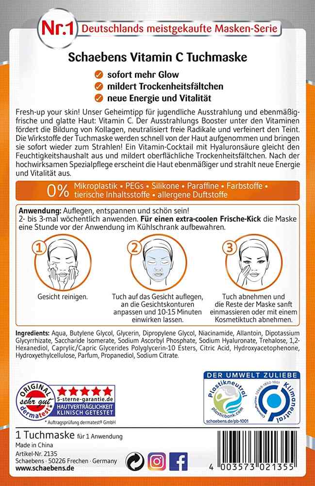 Schaebens Vitamin C Tuchmaske Gesundheit & Schönheit schaebens-shop