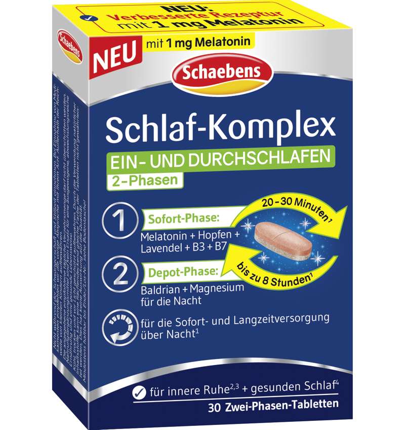 Schaebens Melatonin Schlaf-Komplex 2-Phasen Tabletten Inhalt 30 Stk. (33,75g)